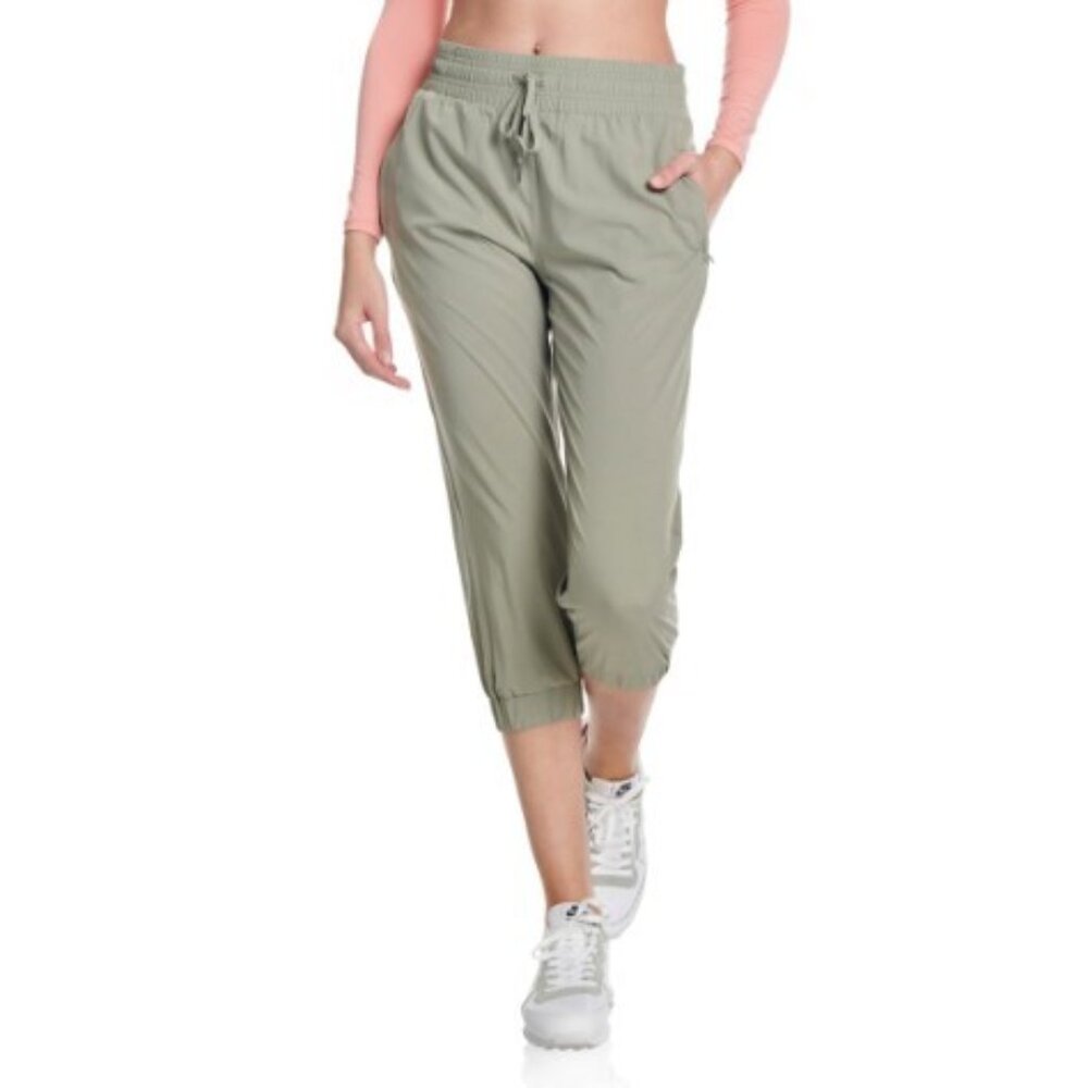 Kyodan Eucalyptus Climb Capri Joggers Sz PS Petite Small Zip Pockets 21"